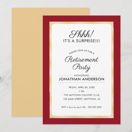 Surprise Retirement Party | Red and Gold
