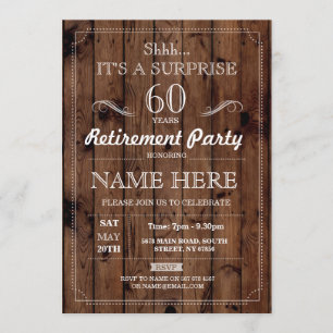 SURPRISE Retirement Party Rustic Wood Years Invite