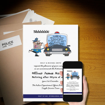 Surprise Retirement Police Officer Party Funny Invitation