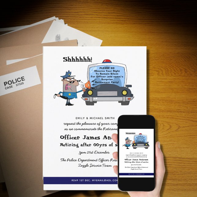 Surprise Retirement Police Officer Party Funny Invitation (Creator Uploaded)