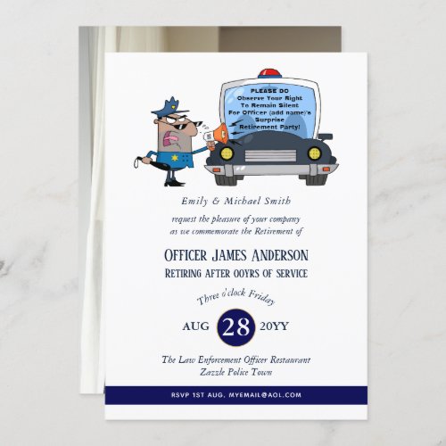 Surprise Retirement Police Officer Party Funny Invitation