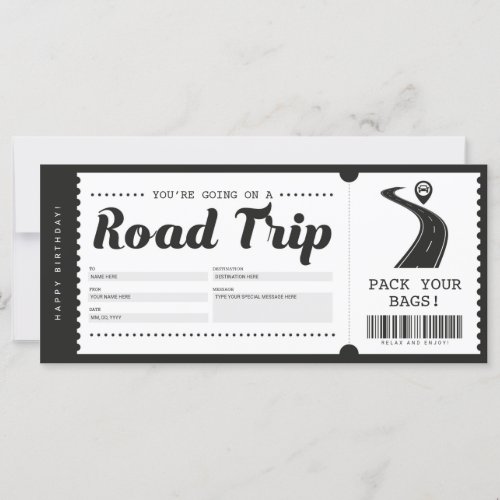 Surprise Road Trip Ticket Gift Voucher Certificate