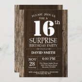 Surprise Rustic 16th Birthday Invitation Vintage (Front/Back)
