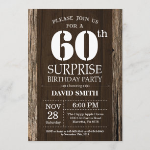 Surprise Rustic 60th Birthday Invitation Vintage