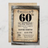 Surprise Rustic 60th Birthday Invitation Vintage (Front/Back)