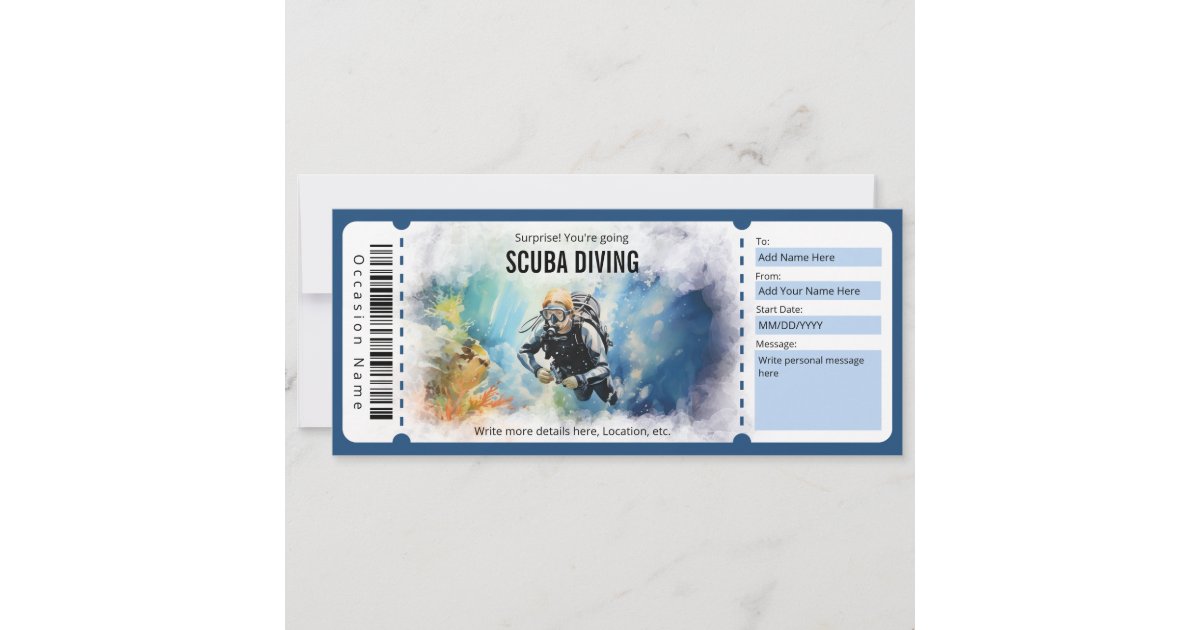 Surprise Scuba Diving Gift Voucher Invitation Zazzle