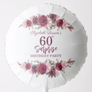 Surprise Senior Birthday Party Floral Burgundy Balloon