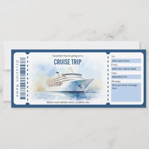 Surprise Ship Cruise Ticket Template
