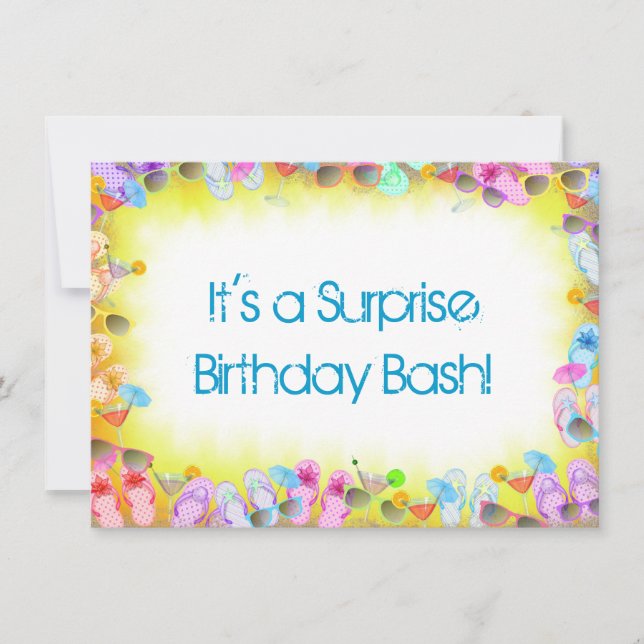 Surprise Summer Birthday Party Invitation (Front)