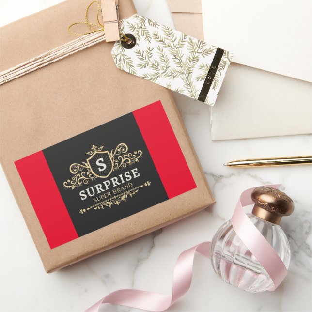 surprise super brand luxury wedding party modern l rectangular sticker (Gifting)