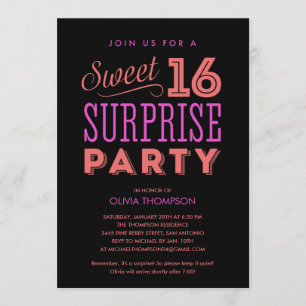 Surprise Sweet 16 Invitations