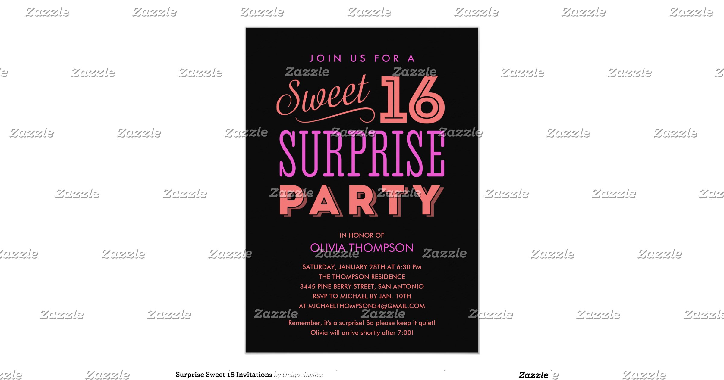 Sweet 16 Surprise Party Invitation Wording 7