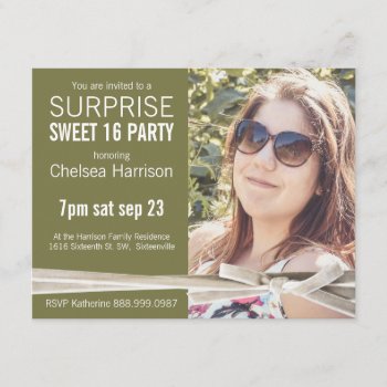 Surprise Sweet 16 Photo Birthday Party Invitation by PartyHearty at Zazzle