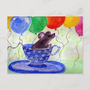 Surprise Tea Cup Mouse Postcard