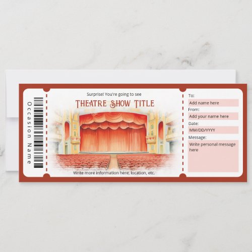 Surprise Theatre Ticket Gift Certificate Template