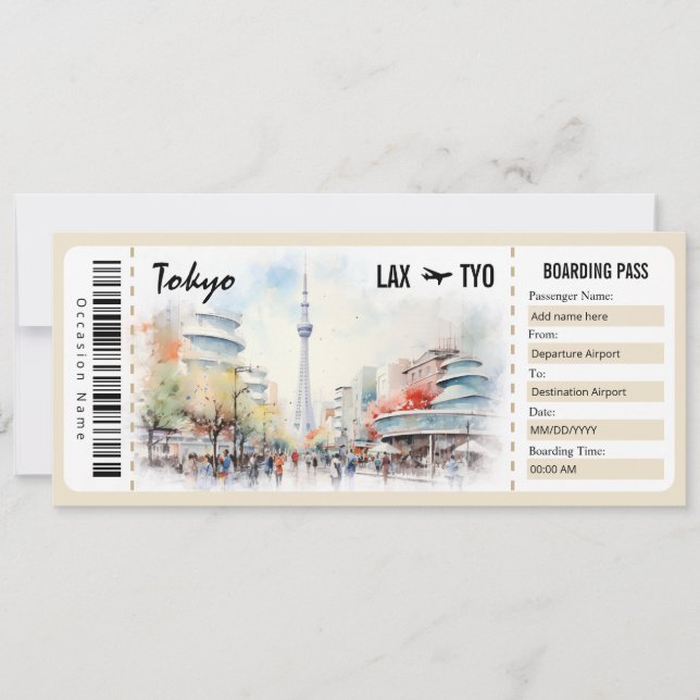 Surprise Tokyo Boarding Pass Gift Certificate Inv Invitation (Front)