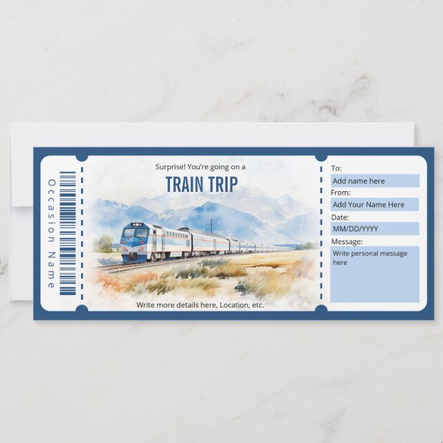 Surprise Train Ticket Gift Certificate Template (Front)
