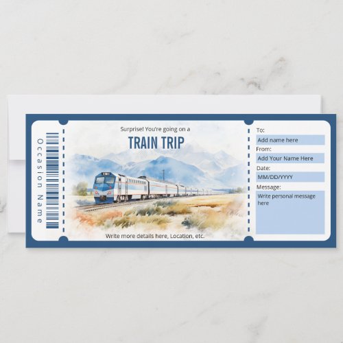 Surprise Train Ticket Gift Certificate Template
