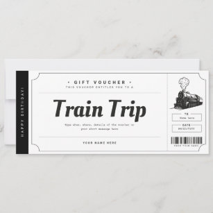 Surprise Train Trip Ticket Gift Voucher Invitation