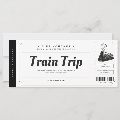 Surprise Train Trip Ticket Gift Voucher Invitation
