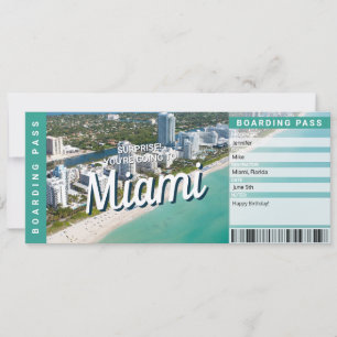 Surprise Trip to Miami Gift Boarding Pass Card
