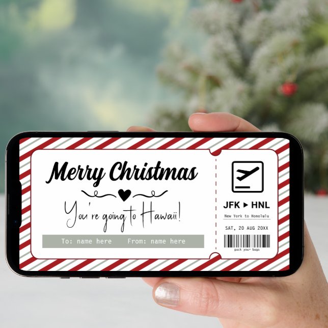 Surprise Vacation Gift Voucher Digital or Printed Holiday Card (Front Digital)