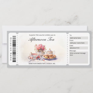 Surprise Watercolor Afternoon Tea Voucher Template