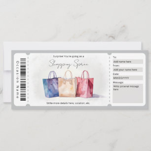 Surprise Watercolor Shopping Spree Voucher Invitation