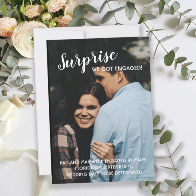 Surprise We Got Engaged Engagement Photo Invitation (Creator Uploaded)