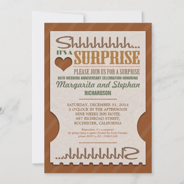 surprise wedding anniversary beautiful invitations (Front)