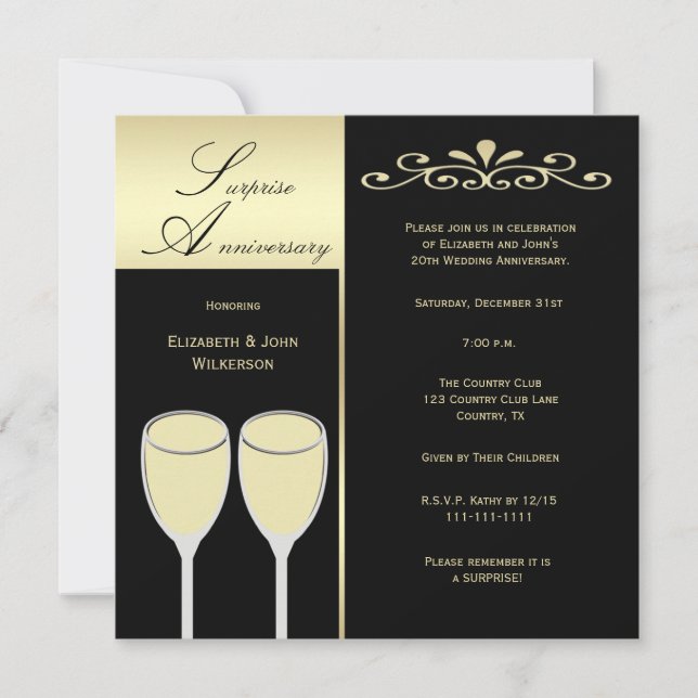 Surprise Wedding Anniversary Party Invitation (Front)