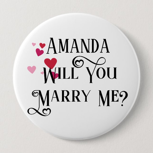 Surprise Wedding Proposal Will you Marry me Button (Front)