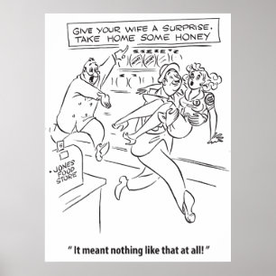 Surprise Your Wife wuth a Honey, Humor, Vintage Poster