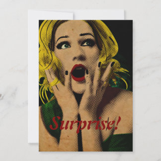 Surprised Beautiful Woman Birthday Party Invitation
