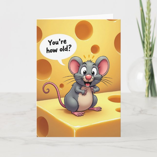 Surprised Birthday Mouse Card (Front)