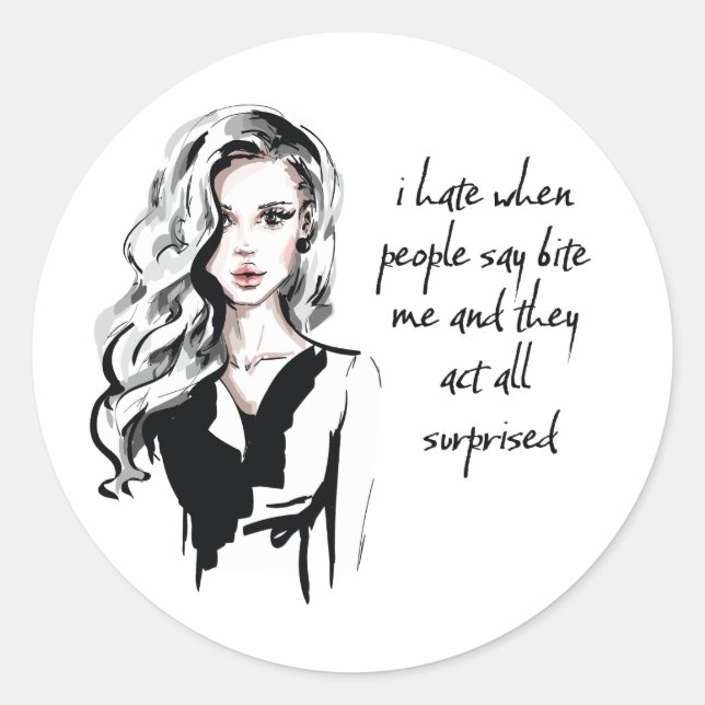 Surprised Bite me  Classic Round Sticker (Front)
