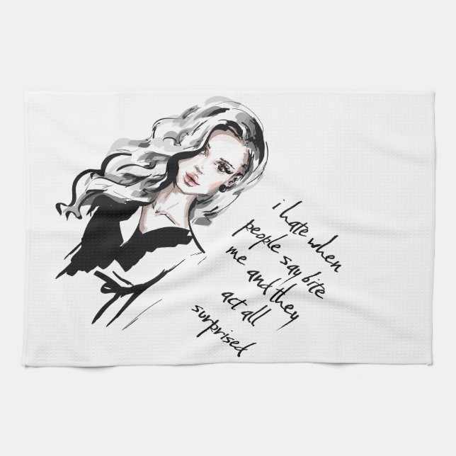 Surprised Bite me Kitchen Towel (Horizontal)