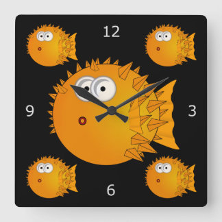 Surprised Blowfish Square Wall Clock