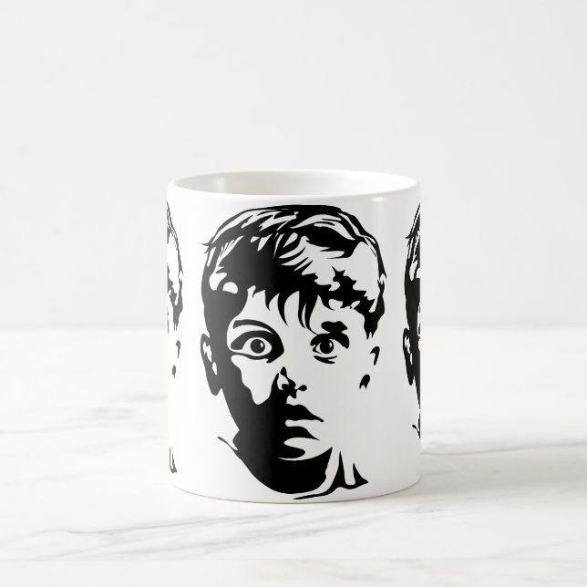 Surprised Boy Graphic Art Stencil Mug (Center)