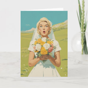 Surprised Bride in Spring Meadow Card