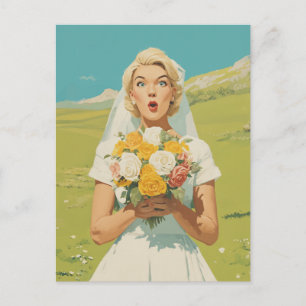 Surprised Bride in Spring Meadow Postcard