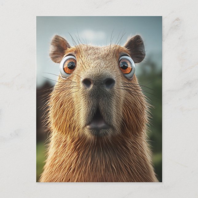 Surprised Capybara Close-Up Holiday Postcard (Front)