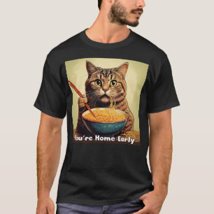 Surprised Cat Eating Ramen Noodles Anime - You're T-Shirt