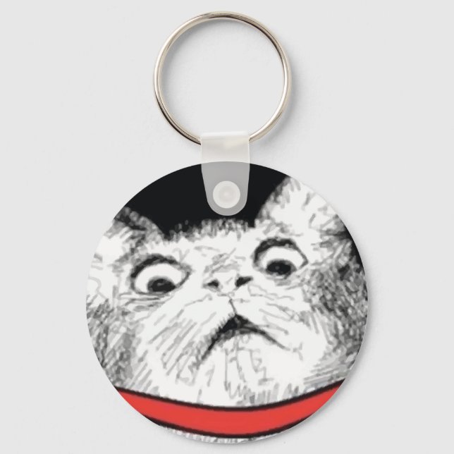 Surprised Cat Gasp Meme - Keychain (Front)