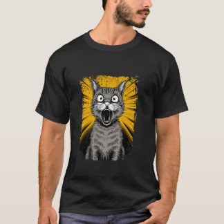 Surprised Cat Kitty Comic Anime Style Design T-Shirt