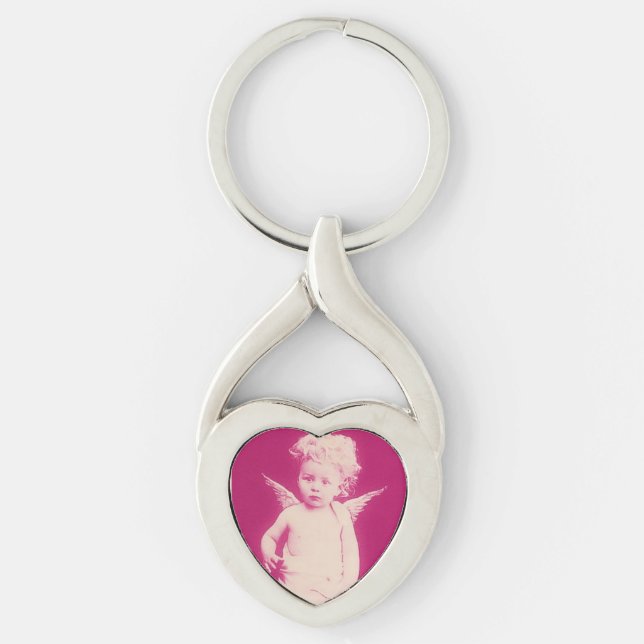 Surprised Cherub Heart Key Chain (Front)