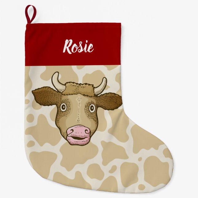 Surprised Cow Christmas Stocking (Front)
