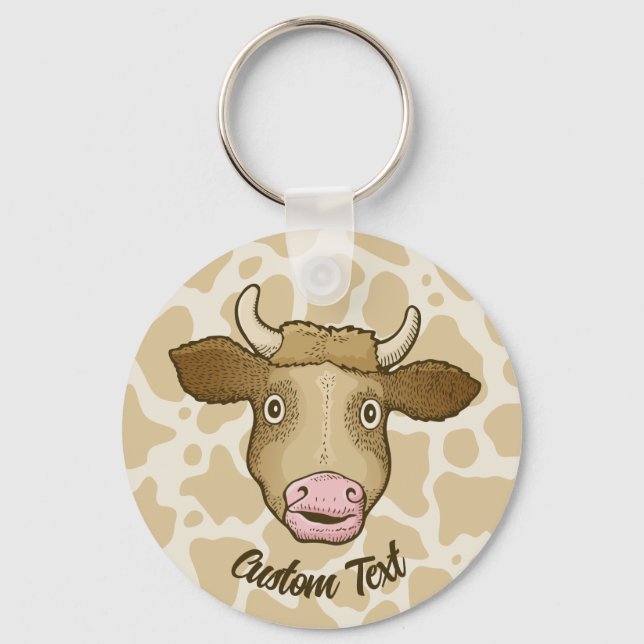 Surprised Cow Keychain (Front)