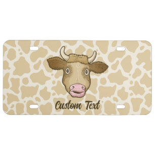 Surprised Cow License Plate