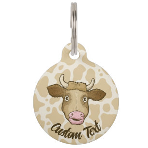 Surprised Cow Pet ID Tag